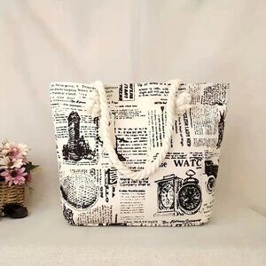 Canvas Tote Bag (Color: Vintage Print)